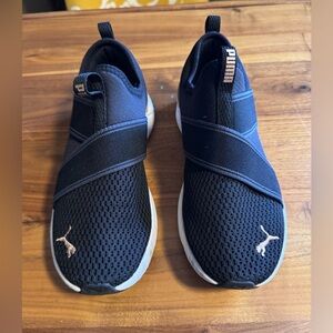 Puma Black and White Athletic Slip-Ons